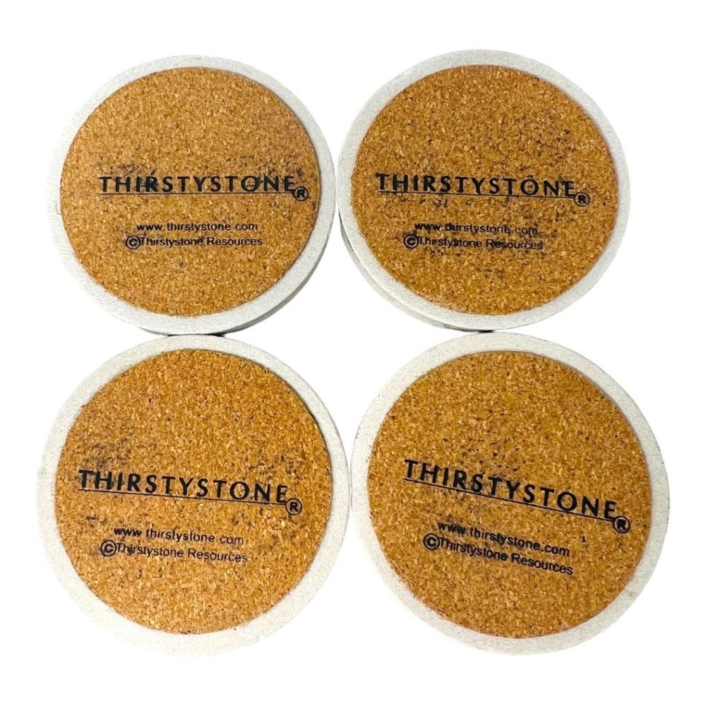 Thirsty Stone Set of 4 Natural Sandstone & Cork Santa Christmas Coasters - Picture 9 of 13